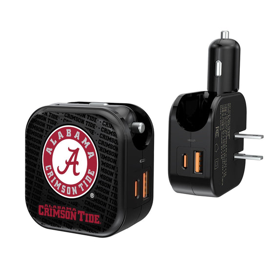 Alabama Crimson Tide Blackletter 2 in 1 USB A/C Charger-0