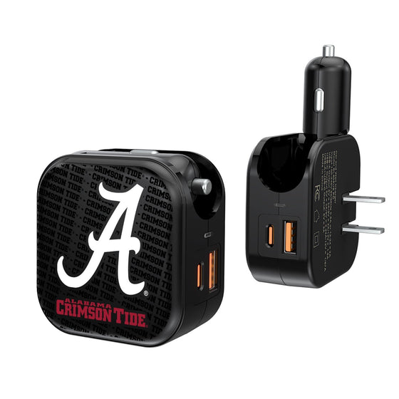 Alabama Crimson Tide Blackletter 2 in 1 USB A/C Charger-0