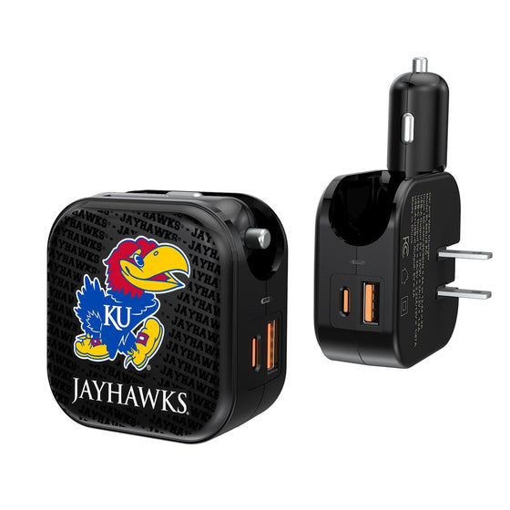 Kansas Jayhawks Blackletter 2 in 1 USB A/C Charger-0