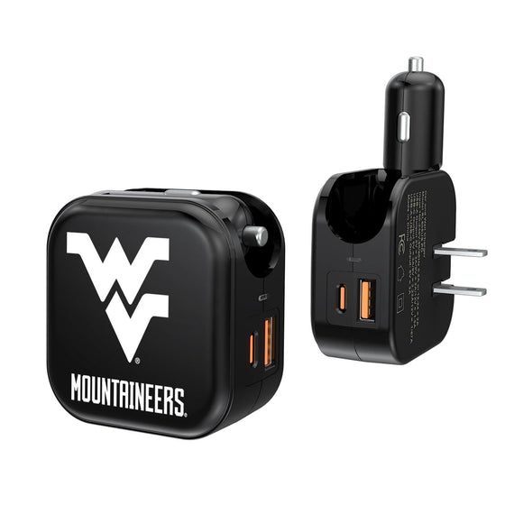 West Virginia Mountaineers Blackletter 2 in 1 USB A/C Charger-0