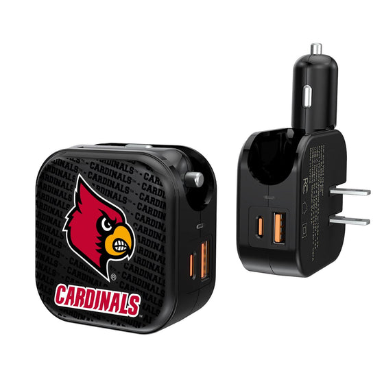 Louisville Cardinals Blackletter 2 in 1 USB A/C Charger-0