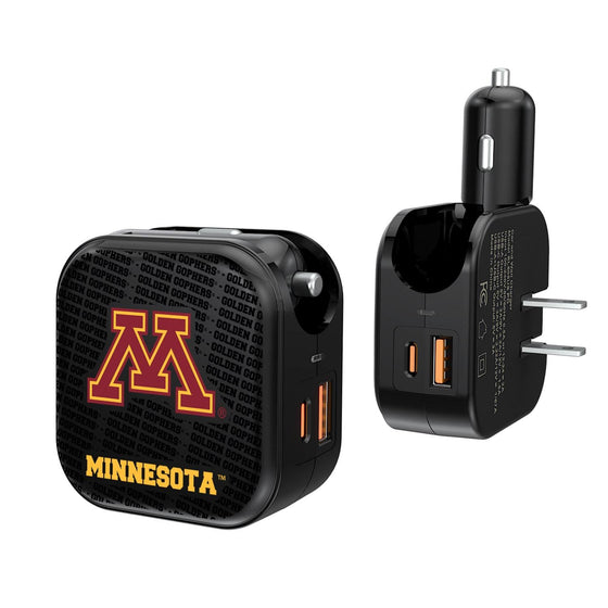 Minnesota Golden Gophers Blackletter 2 in 1 USB A/C Charger-0