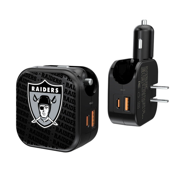 Oakland Raiders 1963 Historic Collection Blackletter 2 in 1 USB A/C Charger - 757 Sports Collectibles