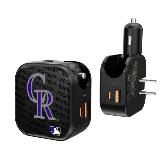 Colorado Rockies Blackletter 2 in 1 USB A/C Charger - 757 Sports Collectibles