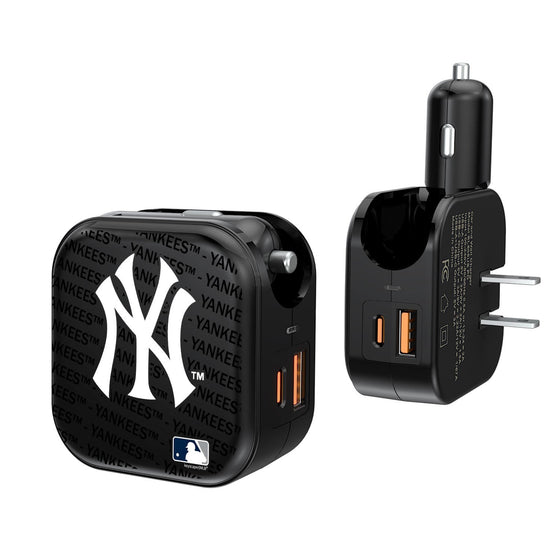 New York Yankees Blackletter 2 in 1 USB A/C Charger - 757 Sports Collectibles