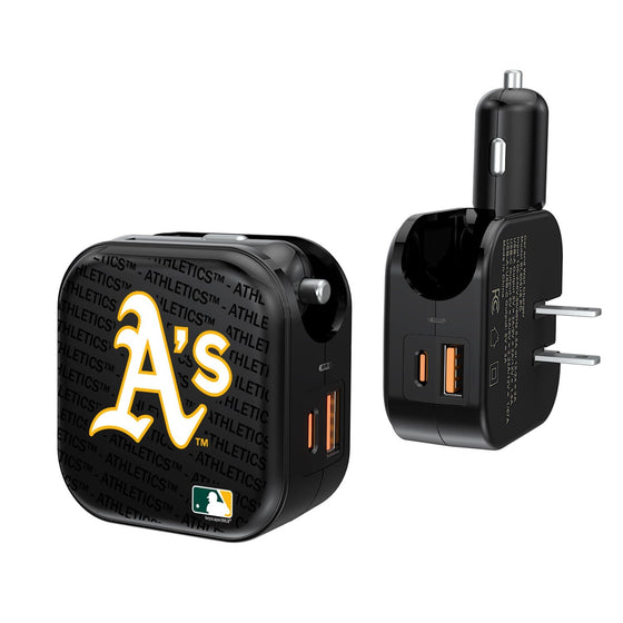 Oakland Athletics Blackletter 2 in 1 USB A/C Charger - 757 Sports Collectibles