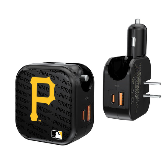 Pittsburgh Pirates Blackletter 2 in 1 USB A/C Charger - 757 Sports Collectibles