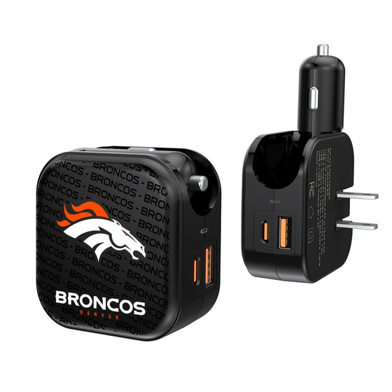 Denver Broncos Blackletter 2 in 1 USB A/C Charger - 757 Sports Collectibles