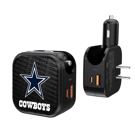 Dallas Cowboys Blackletter 2 in 1 USB A/C Charger - 757 Sports Collectibles