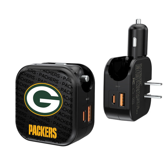 Green Bay Packers Blackletter 2 in 1 USB A/C Charger - 757 Sports Collectibles