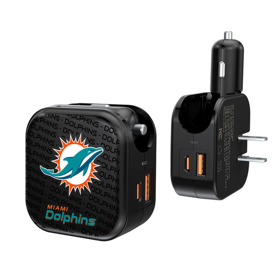 Miami Dolphins Blackletter 2 in 1 USB A/C Charger - 757 Sports Collectibles