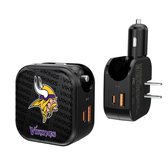 Minnesota Vikings Blackletter 2 in 1 USB A/C Charger - 757 Sports Collectibles