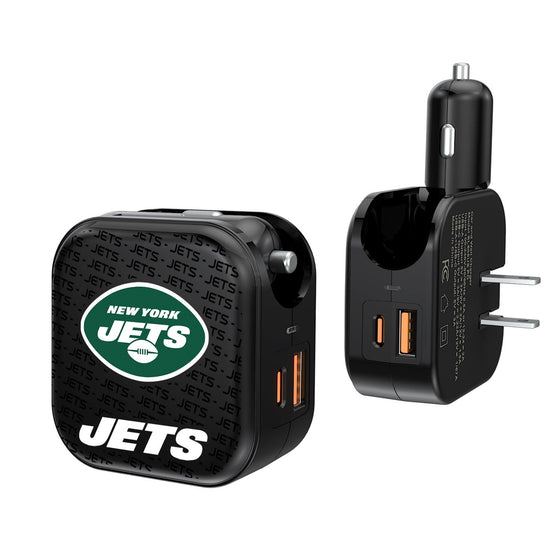 New York Jets Blackletter 2 in 1 USB A/C Charger - 757 Sports Collectibles