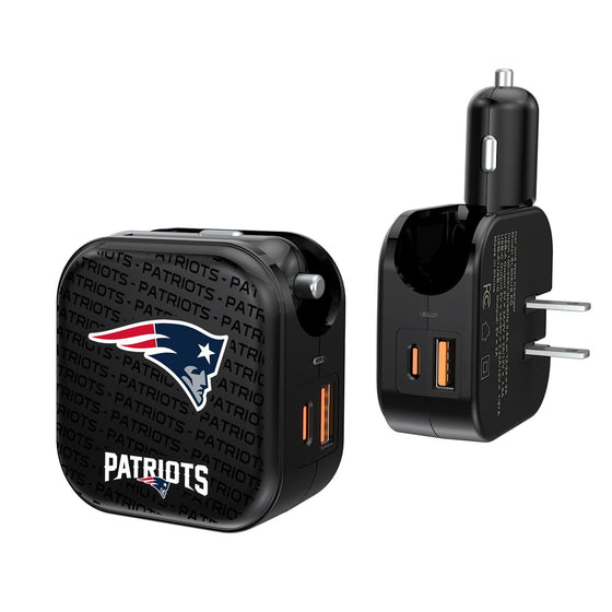 New England Patriots Blackletter 2 in 1 USB A/C Charger - 757 Sports Collectibles