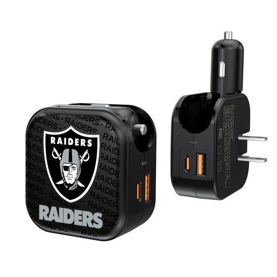 Las Vegas Raiders Blackletter 2 in 1 USB A/C Charger - 757 Sports Collectibles