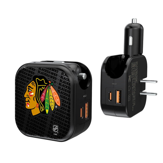 Chicago Blackhawks Blackletter 2 in 1 USB A/C Charger-0