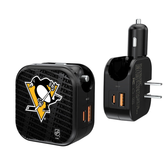 Pittsburgh Penguins Blackletter 2 in 1 USB A/C Charger-0