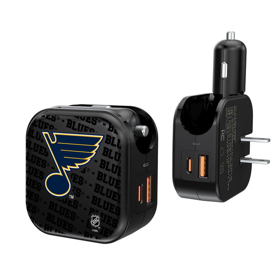 St. Louis Blues Blackletter 2 in 1 USB A/C Charger-0