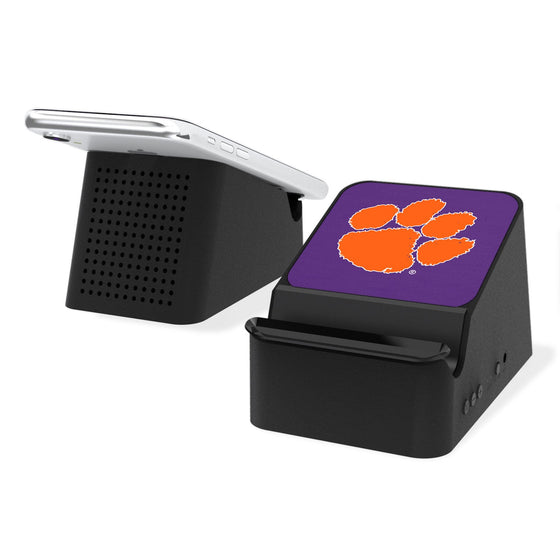 Clemson Tigers Solid Wireless Charging Station and Bluetooth Speaker-0