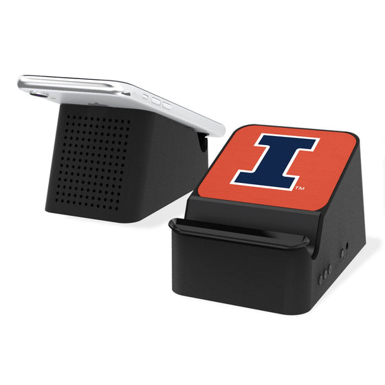 Illinois Fighting Illini Solid Wireless Charging Station and Bluetooth Speaker-0