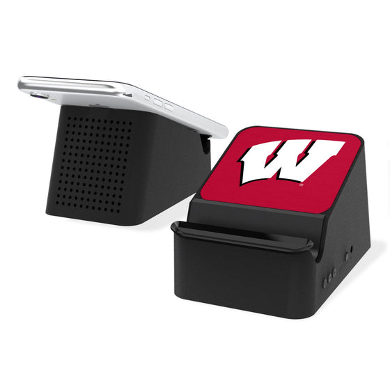 Wisconsin Badgers Solid Wireless Charging Station and Bluetooth Speaker-0