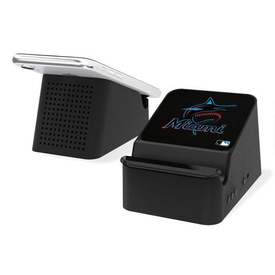 Miami Marlins Marlins Solid Wireless Charging Station and Bluetooth Speaker - 757 Sports Collectibles
