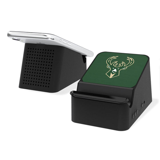 Milwaukee Bucks Solid Wireless Charging Station and Bluetooth Speaker-0