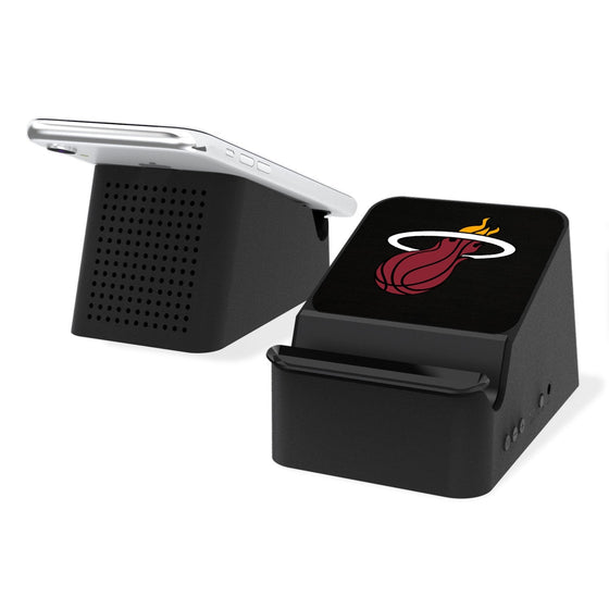 Miami Heat Solid Wireless Charging Station and Bluetooth Speaker-0