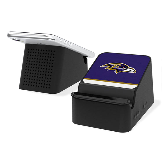 Baltimore Ravens Stripe Wireless Charging Station and Bluetooth Speaker - 757 Sports Collectibles