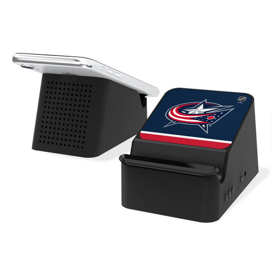 Columbus Blue Jackets Stripe Wireless Charging Station and Bluetooth Speaker-0