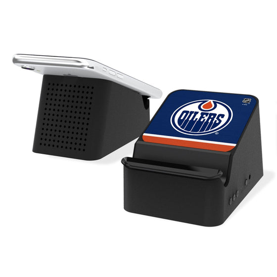 Edmonton Oilers Stripe Wireless Charging Station and Bluetooth Speaker-0