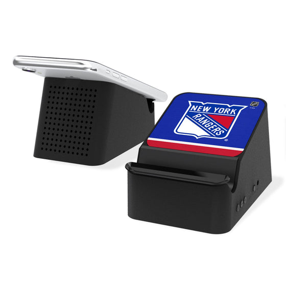 New York Rangers Stripe Wireless Charging Station and Bluetooth Speaker-0