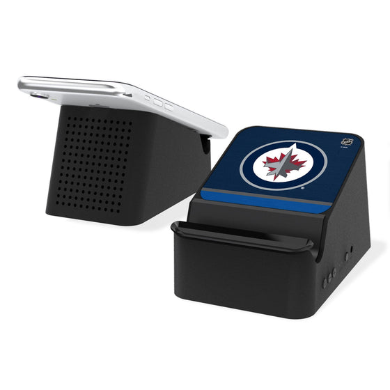 Winnipeg Jets Stripe Wireless Charging Station and Bluetooth Speaker-0