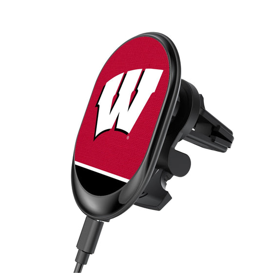 Wisconsin Badgers Solid Wordmark Wireless Car Charger-0