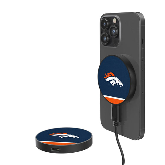 Denver Broncos Stripe 10-Watt Wireless Magnetic Charger - 757 Sports Collectibles