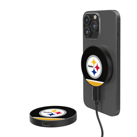 Pittsburgh Steelers Stripe 10-Watt Wireless Magnetic Charger - 757 Sports Collectibles