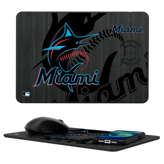 Miami Marlins Tilt 15-Watt Wireless Charger and Mouse Pad - 757 Sports Collectibles