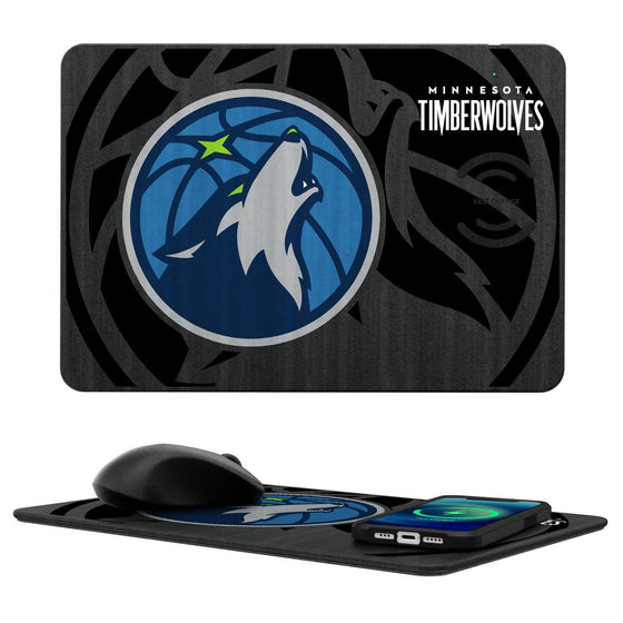 Minnesota Timberwolves Tilt 15-Watt Wireless Charger and Mouse Pad-0