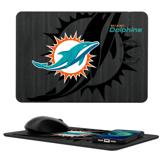 Miami Dolphins Tilt 15-Watt Wireless Charger and Mouse Pad - 757 Sports Collectibles