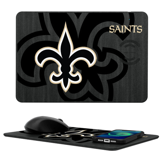 New Orleans Saints Tilt 15-Watt Wireless Charger and Mouse Pad - 757 Sports Collectibles
