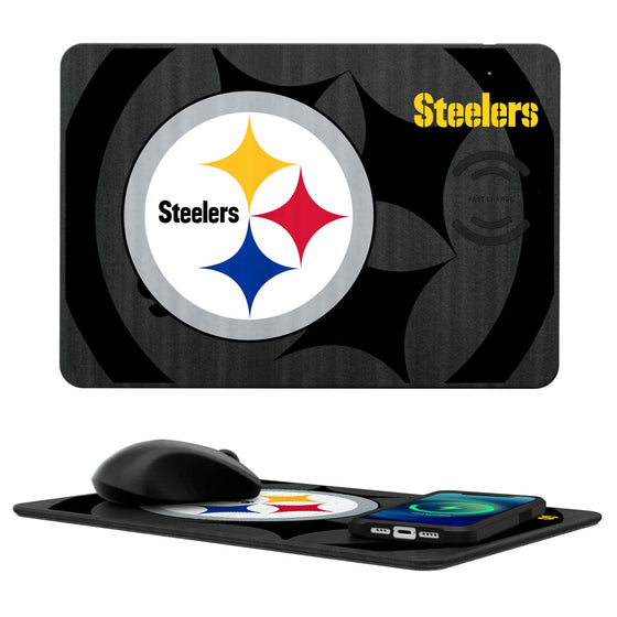 Pittsburgh Steelers Tilt 15-Watt Wireless Charger and Mouse Pad - 757 Sports Collectibles