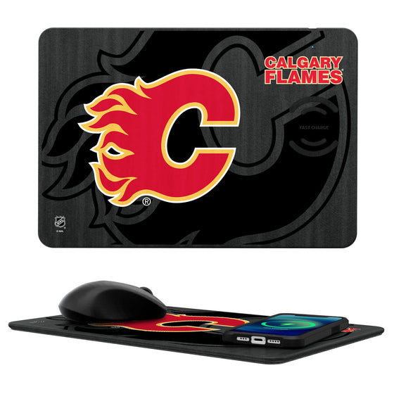 Calgary Flames Tilt 15-Watt Wireless Charger and Mouse Pad-0