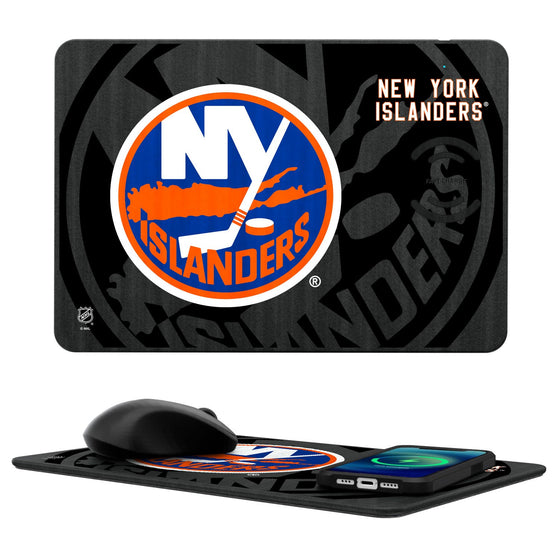 New York Islanders Tilt 15-Watt Wireless Charger and Mouse Pad-0