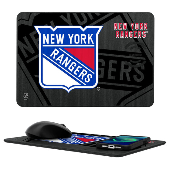 New York Rangers Tilt 15-Watt Wireless Charger and Mouse Pad-0