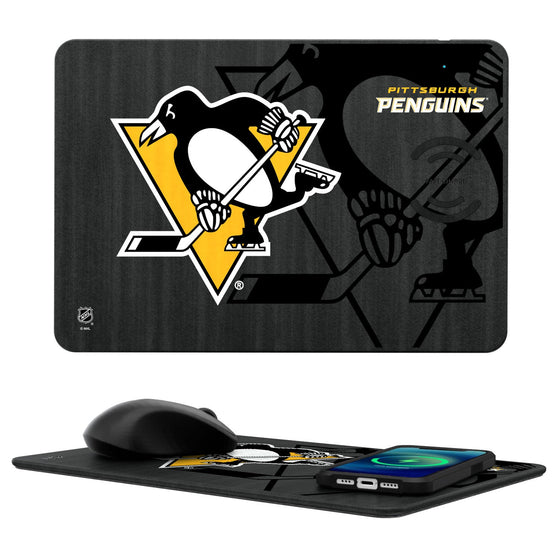 Pittsburgh Penguins Tilt 15-Watt Wireless Charger and Mouse Pad-0