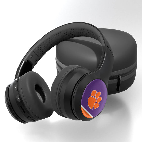 Clemson Tigers Stripe Wireless Over-Ear Bluetooth Headphones-0