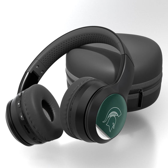Michigan State Spartans Stripe Wireless Over-Ear Bluetooth Headphones With Case-0