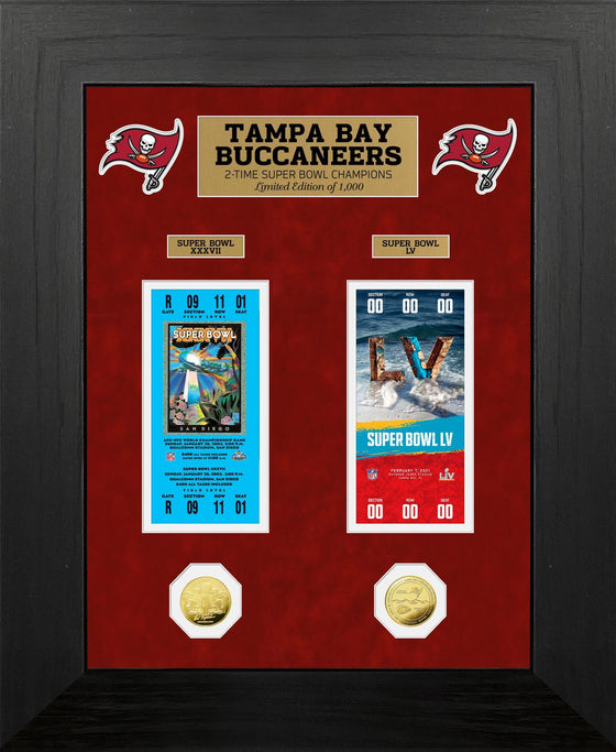 Tampa Bay Buccaneers 2-Time Super Bowl Champions Deluxe Gold Coin & Ticket Collection