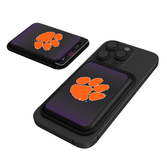 Clemson Tigers Linen Black Magnetic Credit Card Wallet-0