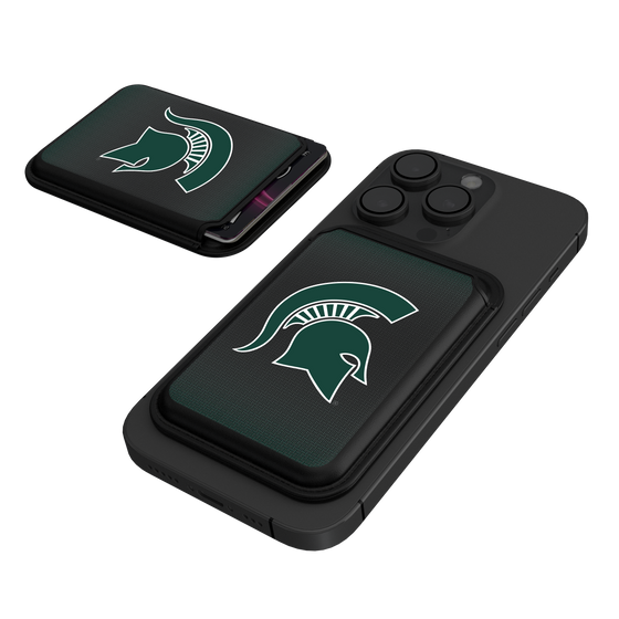 Michigan State Spartans Linen Black Magnetic Credit Card Wallet-0